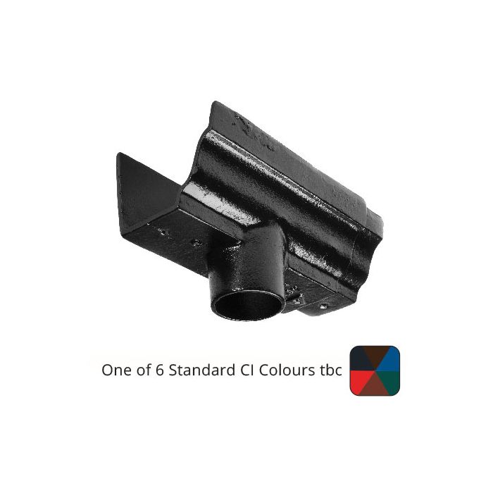 100x75 (4"x 3") Moulded Cast Iron 75mm (3") Gutter Outlet - One of 6 CI Standard RAL Colours TBC