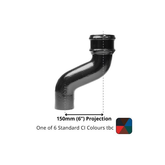 75mm (3") Cast Iron Downpipe Offset 150mm (6") Projection - One of 6 CI Standard RAL Colours TBC