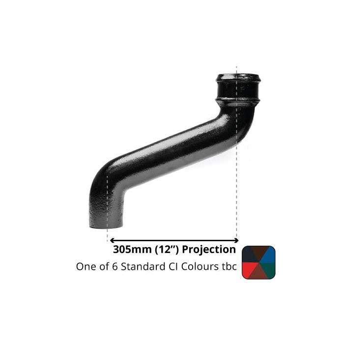 75mm (3") Cast Iron Downpipe Offset 305mm (12") Projection - One of 6 CI Standard RAL Colours TBC