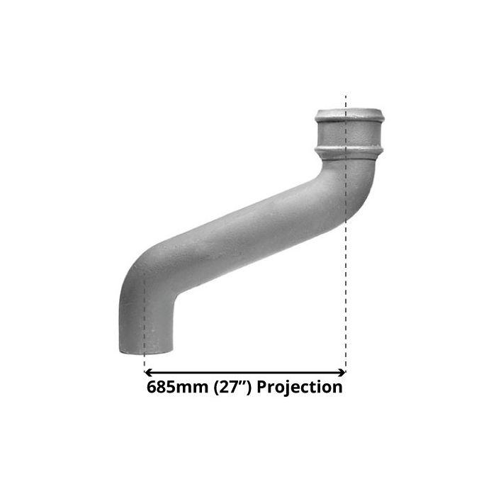 65mm (2.5") Cast Iron Downpipe Offset 685mm (27") Projection - Primed