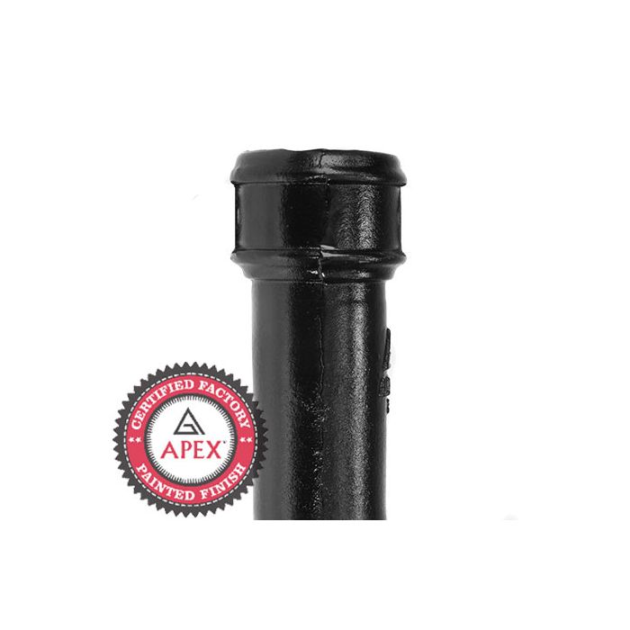 75mm (3") x 1.83m Cast Iron Downpipe without Ears - Black