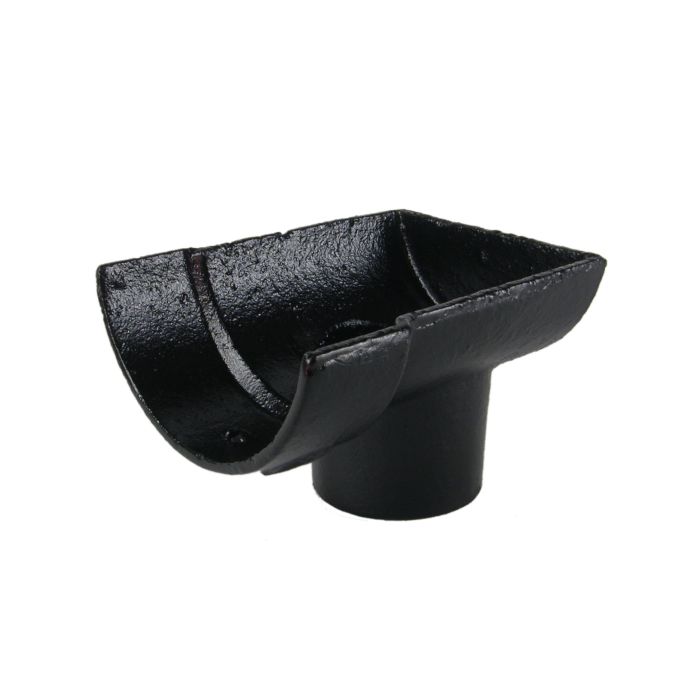 125mm (5") Half Round Cast Iron 65mm (2.5") Drop End Gutter Outlet - External - Black