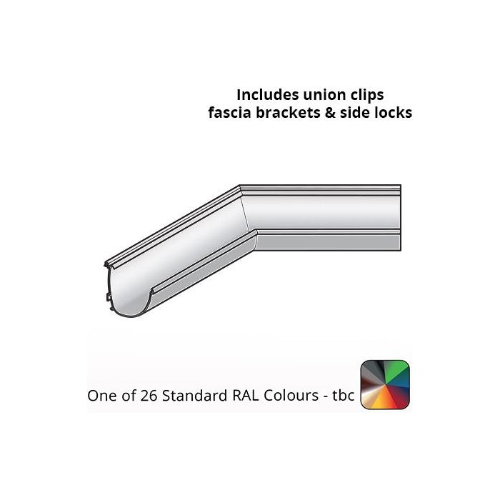 100x85mm Aluminium Aqualine Modern 135 Degree Angle Assemblies - Internal  - One of 26 Standard Matt RAL colours TBC 