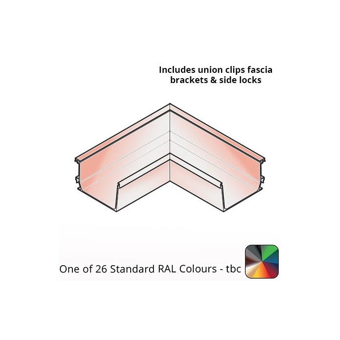 120x80mm Aluminium Aqualine Box 90 Degree Angle Assemblies - Internal - One of 26 Standard Matt RAL colours TBC 