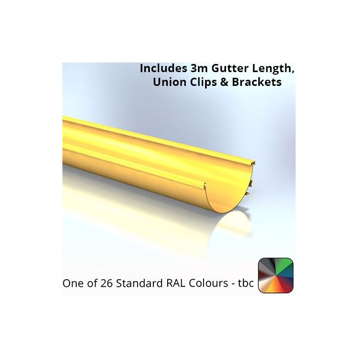 120x60mm Aluminium Aqualine Half Round Gutter Assemblies  - One of 26 Standard Matt RAL colours TBC 