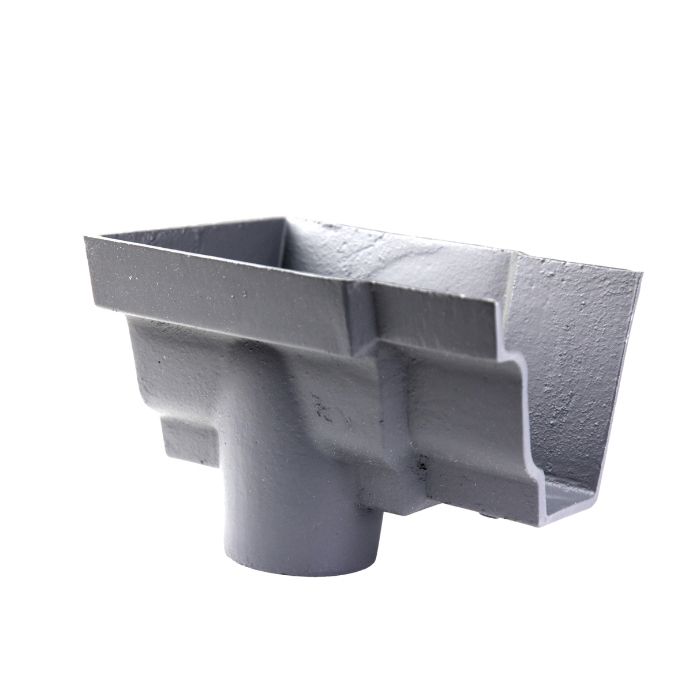 100 x 75mm (4"x3") Hargreaves Foundry Cast Iron G46 Moulded Gutter 75mm Dropend Outlet - Internal - Primed