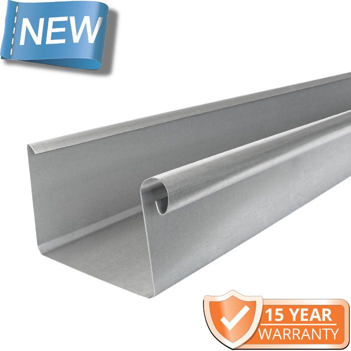120x75mm Box Profile Galvanised Steel Gutter - 3m Length