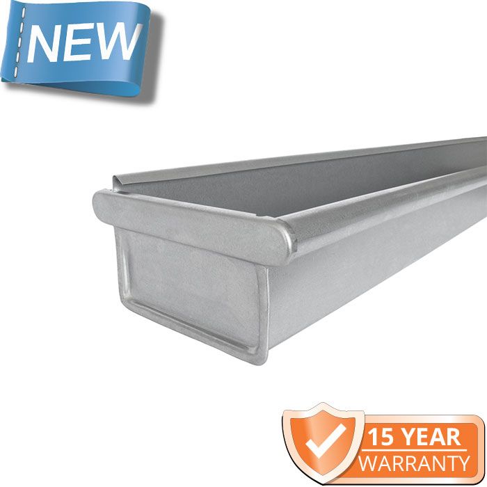 120x75mm Box Profile Galvanised Steel Gutter - Pre-Fab Left-hand Stopend including 1m Length