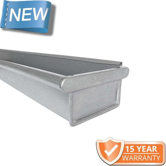 120x75mm Box Profile Galvanised Steel Gutter - Pre-Fab Right-Hand Stopend including 1m Length
