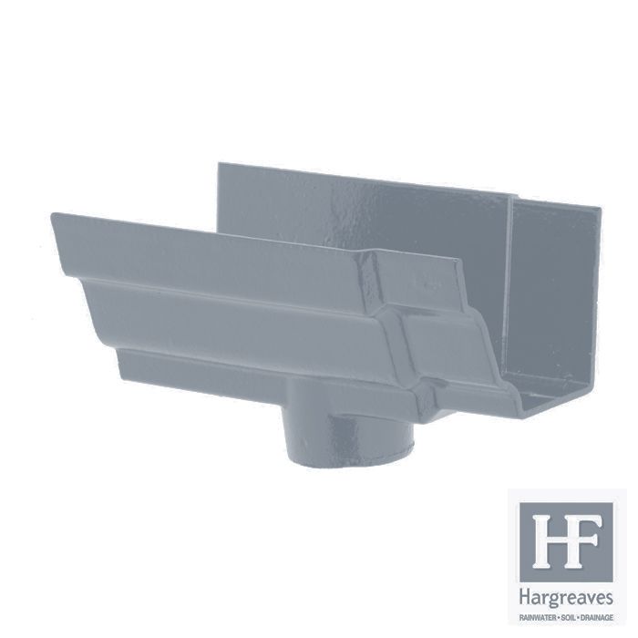 125 x 100mm (5"x4") Hargreaves Foundry Cast Iron H16 Moulded Gutter - 75mm Running Outlet - Primed