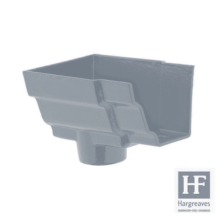 125 x 100mm (5"x4") Hargreaves Foundry Cast Iron H16 Moulded Gutter - 65mm Dropend Outlet - Internal - Primed