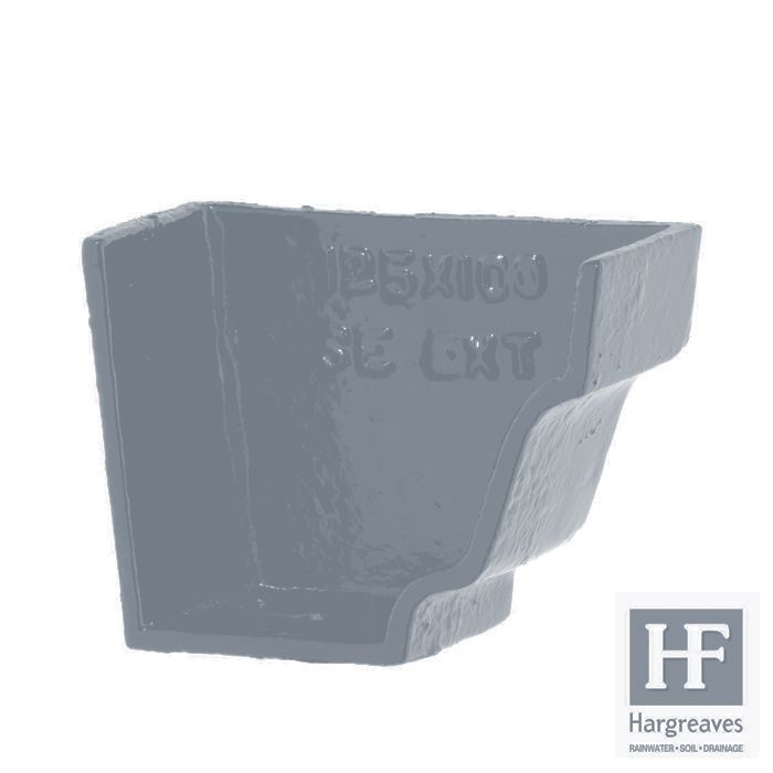 125 x 100mm (5"x4") Hargreaves Foundry Cast Iron H16 Moulded Gutter - External Stopend - Primed