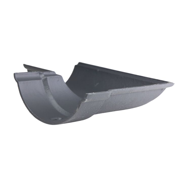 115mm (4 1/2") Hargreaves Foundry Beaded Half Round Cast Iron 90 degree Left-Hand Gutter Angle - Primed