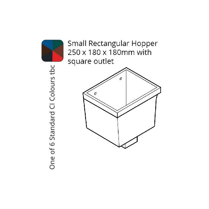 Cast Iron Rectangular Small (250 x 180 x 180mm) Rainwater Hopper Head with 100 x 75mm (4