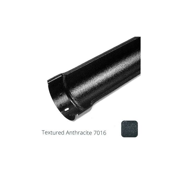 115mm (4.5") Beaded Half Round Cast Aluminium Gutter Length - 0.61m - Textured Anthracite Grey RAL 7016
