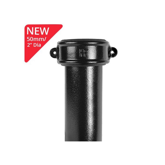 50mm (2") SimpleFIT Cast Iron Soil Pipe with Eared Socket x 1.8m Length - Black 