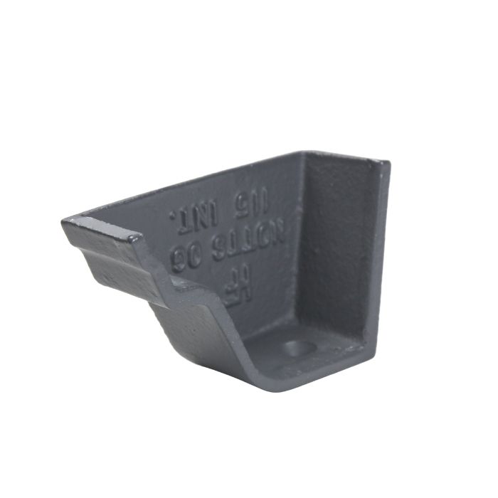 115mm (4 1/2") Hargreaves Foundry Notts Ogee Cast Iron Gutter - Internal Stopend - Primed