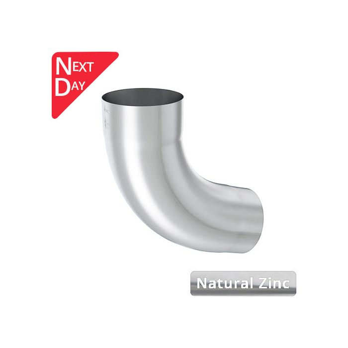 80mm Natural Zinc Downpipe 90 Degree Bend