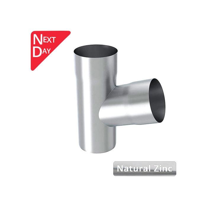 100mm Natural Zinc Downpipe 70 Degree Branch