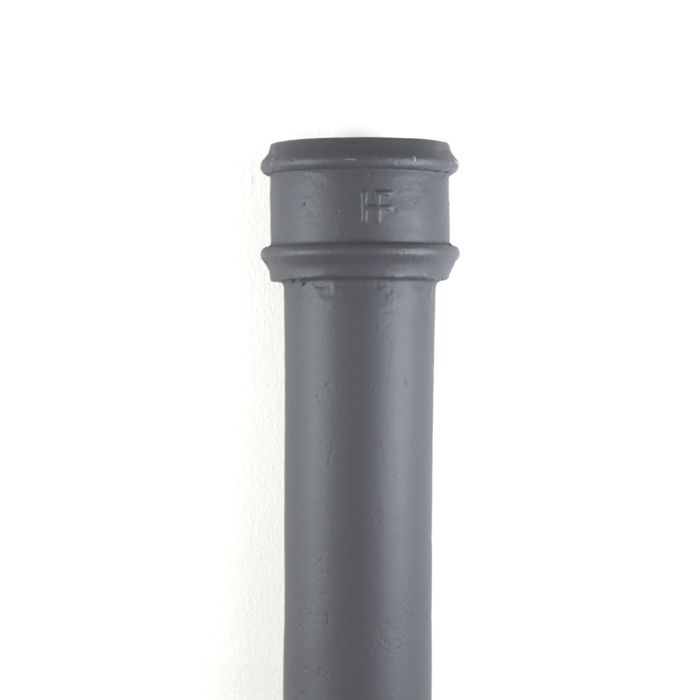 65mm (2.5") Hargreaves Foundry Cast Iron Round Downpipe without Ears - Double Socket - 1.83m (6ft)  - Primed