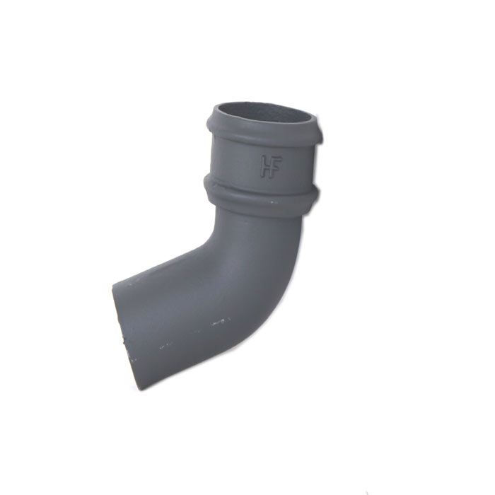 100mm (4") Hargreaves Foundry Cast Iron Round Downpipe 112.5 degree Bend without Ears - Primed