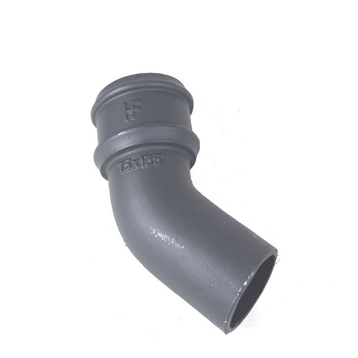 75mm (3") Hargreaves Foundry Cast Iron Round Downpipe 135 degree Bend without Ears - Primed