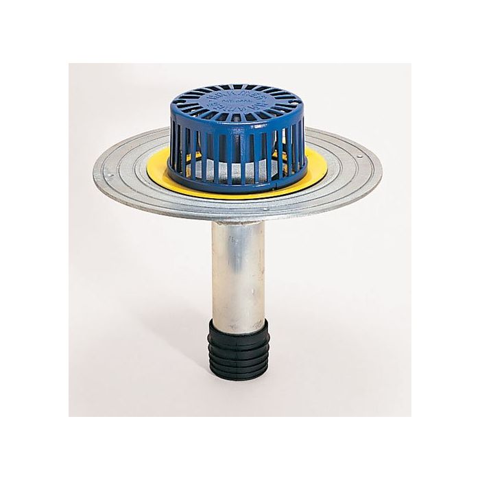 Harmer RAV100 Aluminium Dome Grate Flat Roof Outlet with 100mm (4") Retro Gulley