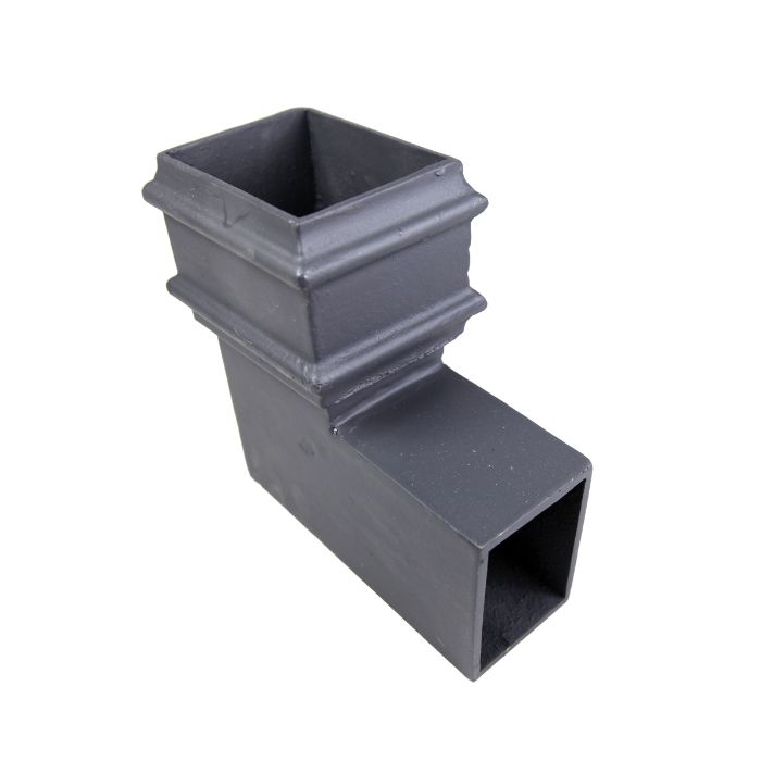 100 x 75mm (4"x3") Hargreaves Foundry Cast Iron Square Downpipe 92.5 Degree Side Bend - Primed