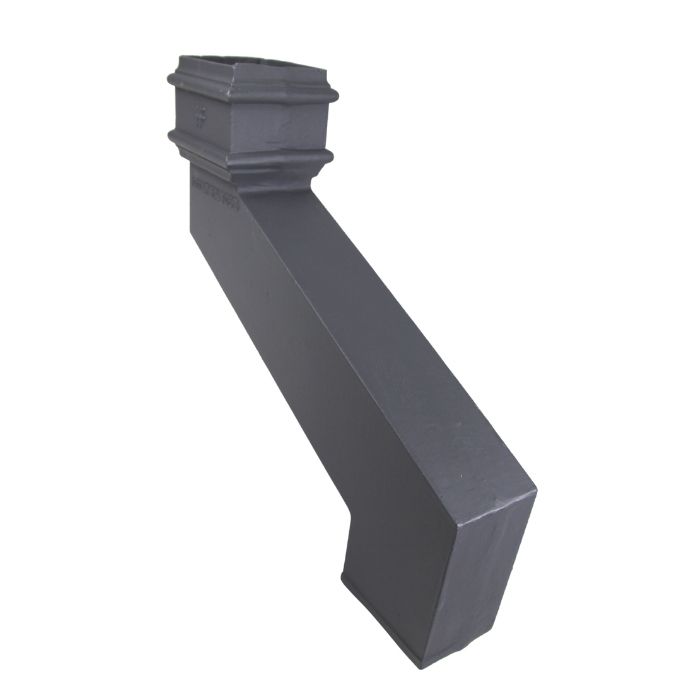 100 x 75mm (4"x3") Hargreaves Foundry Cast Iron Square Downpipe 112.5 Degree Side Offset - 305mm Projection - Primed