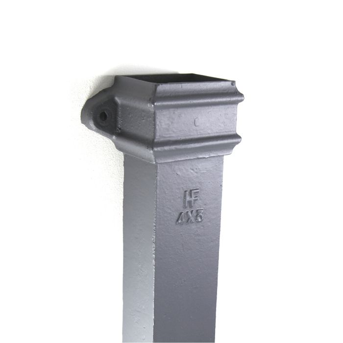 125x100mm (5"x 4") Hargreaves Foundry Cast Iron Square Downpipe with Ears - 1.83m (6ft) - Primed