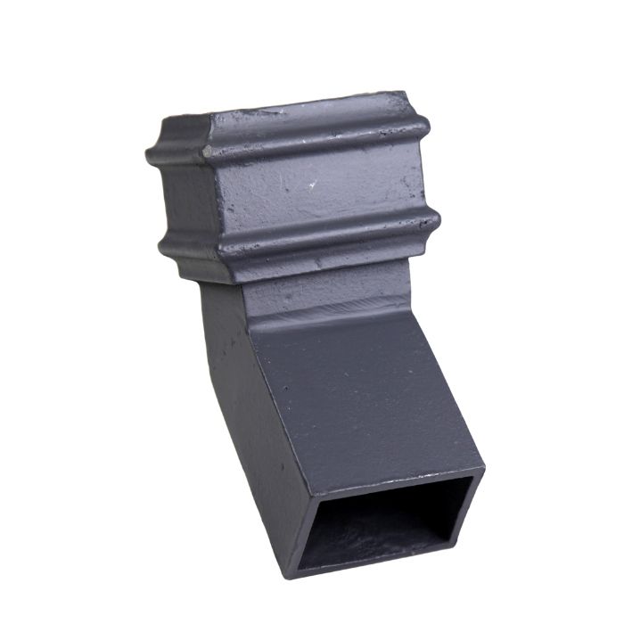 125x100mm (5"x 4") Hargreaves Foundry Cast Iron Square Downpipe 135 Degree Front Bend - Primed