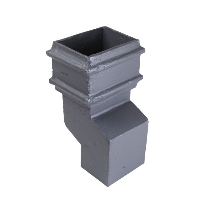 125x70mm (5"x 3") Hargreaves Foundry Cast Iron Square Downpipe 112.5 Degree Front Offset - 57mm Projection - Primed