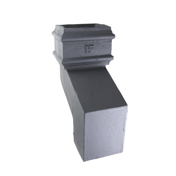 125x70mm (5"x 3") Hargreaves Foundry Cast Iron Square Downpipe 112.5 Degree Front Offset - 75mm Projection - Primed