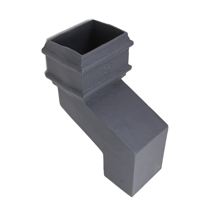 100 x 75mm (4"x3") Hargreaves Foundry Cast Iron Square Downpipe 135 Degree Plinth Offset - 115mm Projection - Primed