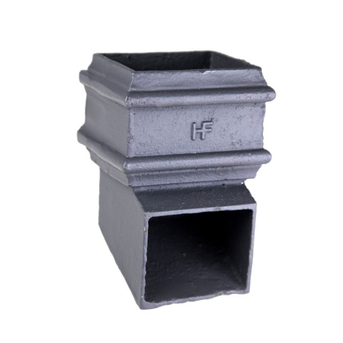 100 x 75mm (4"x3") Hargreaves Foundry Cast Iron Square Downpipe Shoe - without Ears - Primed