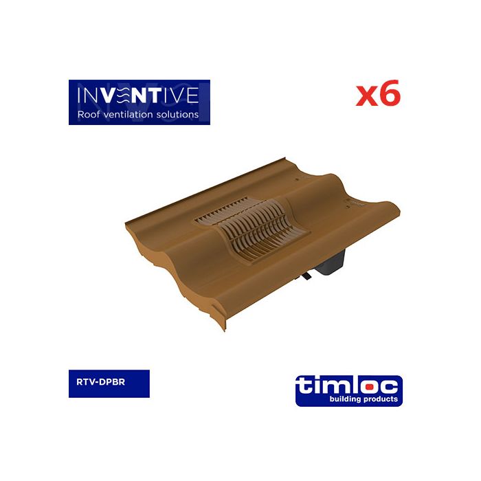 Double Pantile Tile Vent Brown - pack of 6