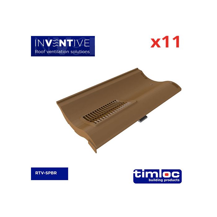 Single Pantile Tile Vent Brown - pack of 11