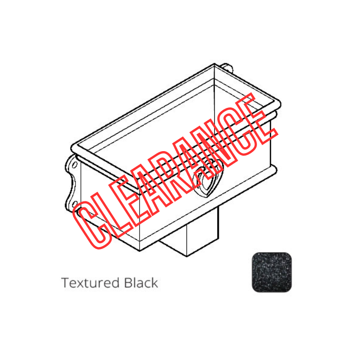 410mm Cast Aluminium Ornamental Hopper (with motif) - 75 x 75mm (3"x3") Outlet - Textured Black