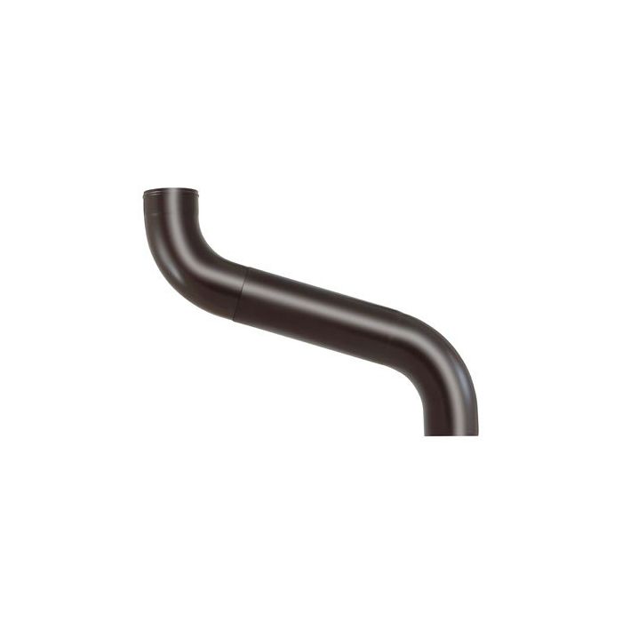 80mm Sepia Brown Galvanised Steel Downpipe 2-part Offset - up to 700mm Projection