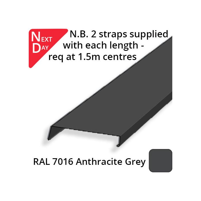 422mm Aluminium Sloping Coping (Suitable for 331-360mm Wall) - Length 3m - RAL 7016 Anthracite Grey