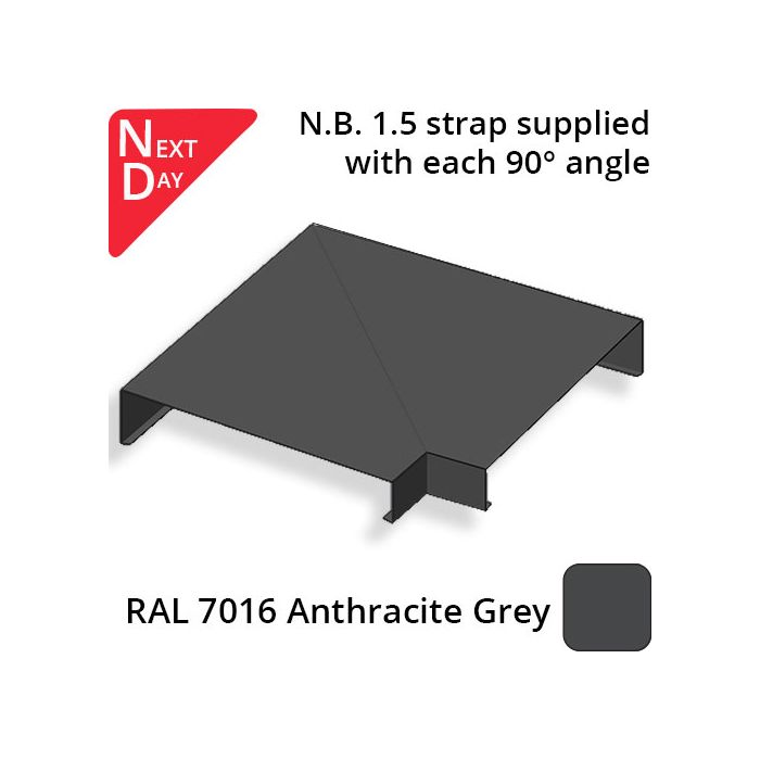 422mm  Aluminium Sloping Coping (Suitable for 331-360mm Wall) - External 90 Degree Angle - RAL 7016 Anthracite Grey