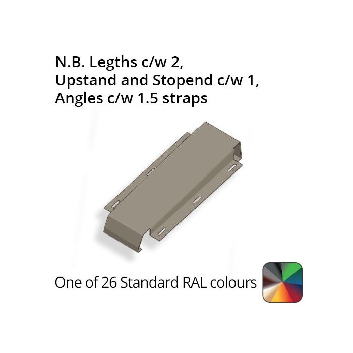 602mm  Aluminium Sloping Coping (Suitable for 511-540mm Wall) - Fixing Strap - PPC TBC