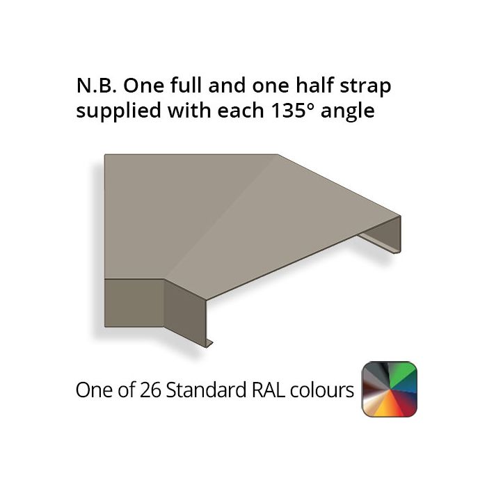 512mm Aluminium Sloping Coping (Suitable for 421-450mm Wall) - Internal 135 Degree Angle - Powder Coated Colour TBC