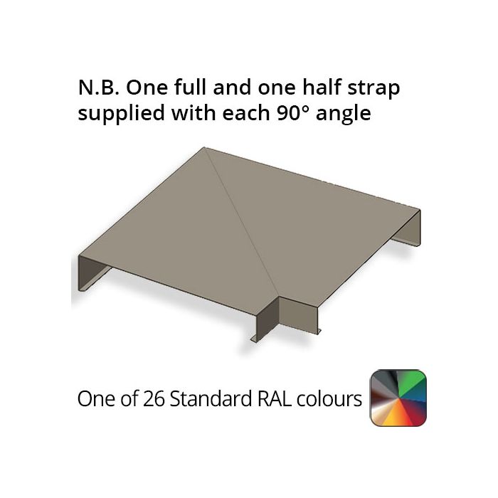 212mm Aluminium Sloping Coping (Suitable for 121-150mm Wall) - Internal 90 Degree Angle - Powder Coated Colour TBC