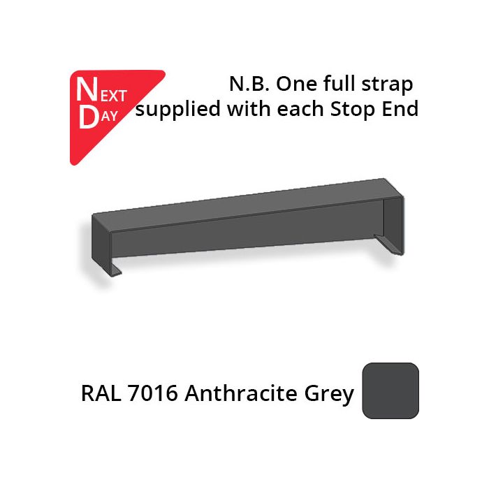 422mm  Aluminium Sloping Coping (Suitable for 331-360mm Wall) - Right-hand Stop End - RAL 7016 Anthracite Grey