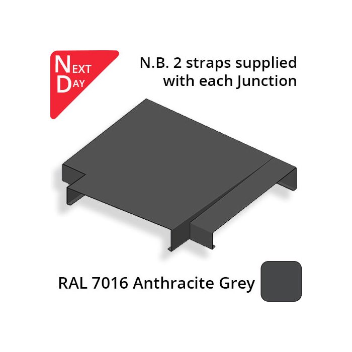 422mm  Aluminium Sloping Coping (Suitable for 331-360mm Wall) - Right-hand T Junction - RAL 7016 Anthracite Grey
