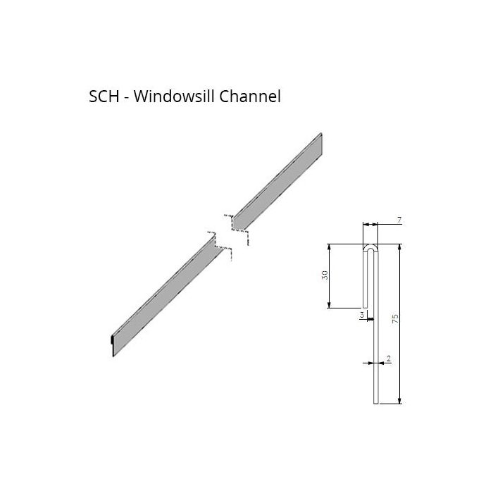 75x2x30mm Skyline Aluminium Windowsill Channel - 3mtr Length - One of 26 Standard RAL Colours TBC