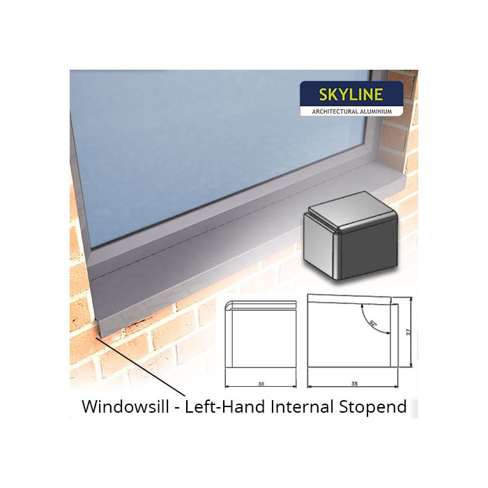 Left-Hand Internal Stopend for Skyline Aluminium Windowsill - One of 26 Standard RAL Colours TBC