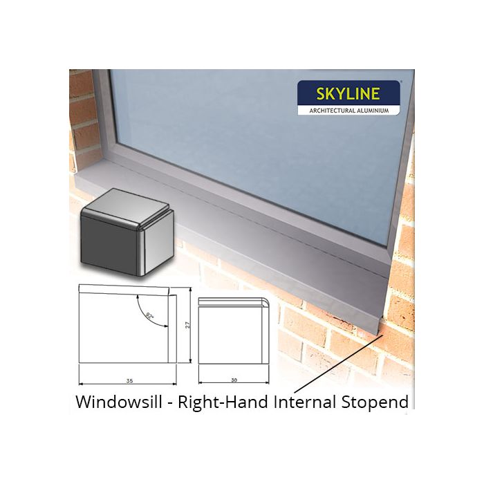 Right-Hand Internal Stopend for Skyline Aluminium Windowsill - One of 26 Standard RAL Colours TBC