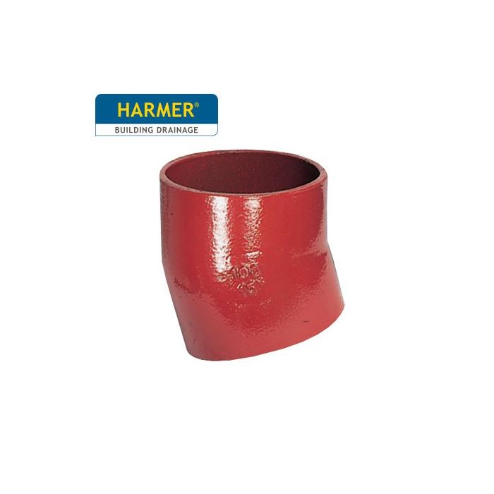 100mm Harmer SML Cast Iron Soil & Waste Above Ground Pipe - Single Bend - 15 Degree